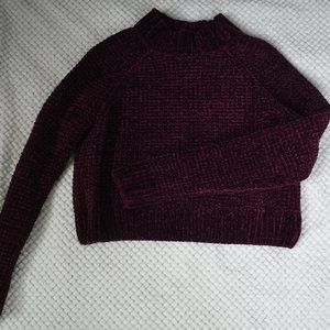 Velvet Burgundy Cropped Turtleneck